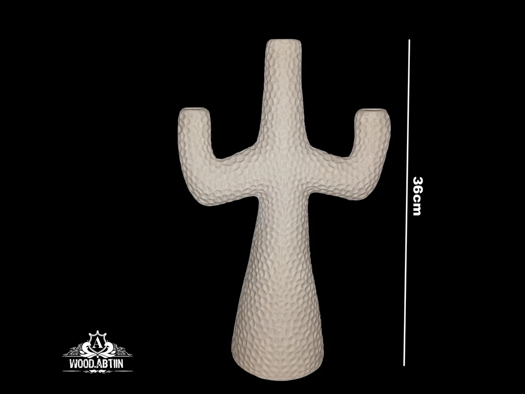 پلیاستر شمعدان سه شعله کاکتوس