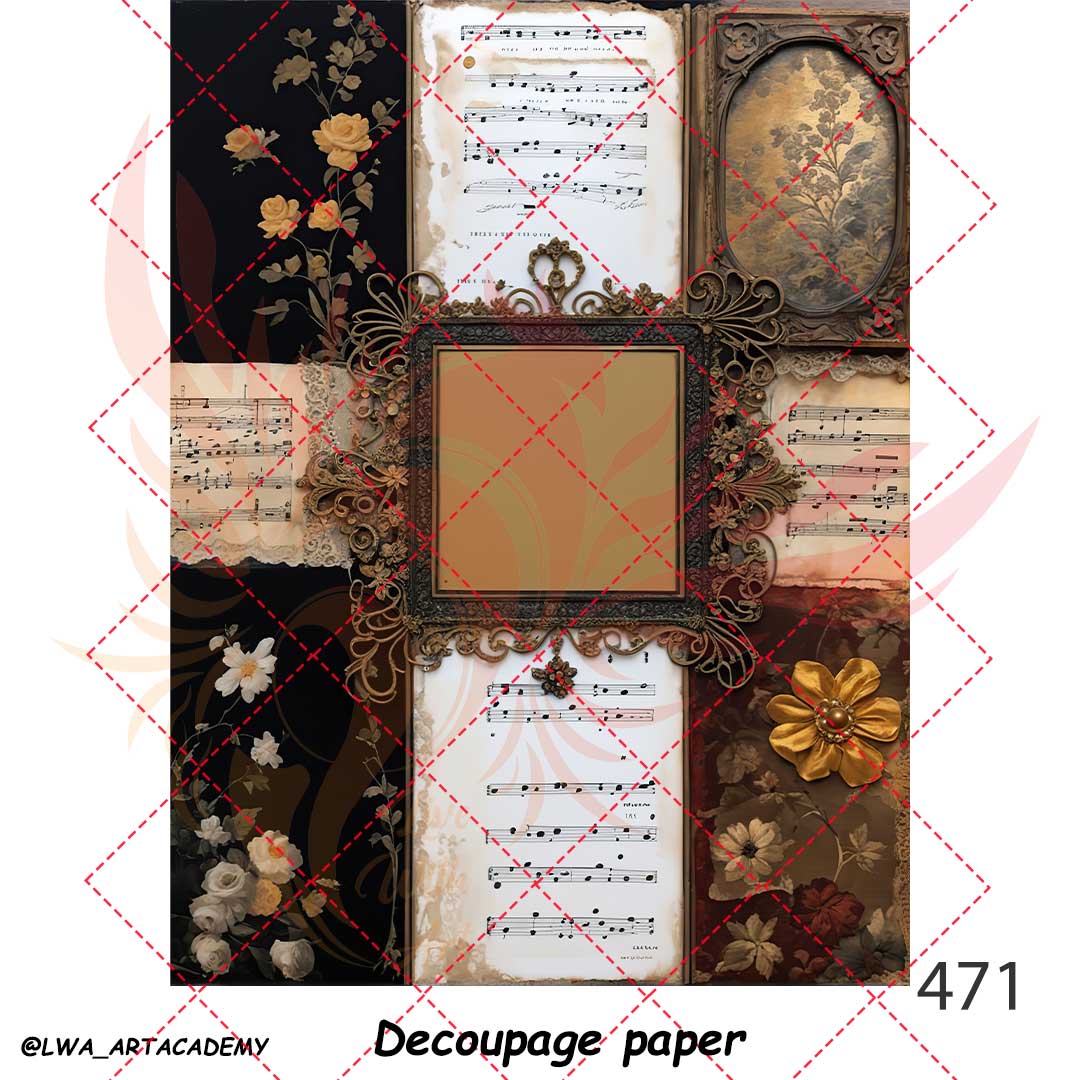 کاغذ دکوپاژ بالکی طرح موسیقی