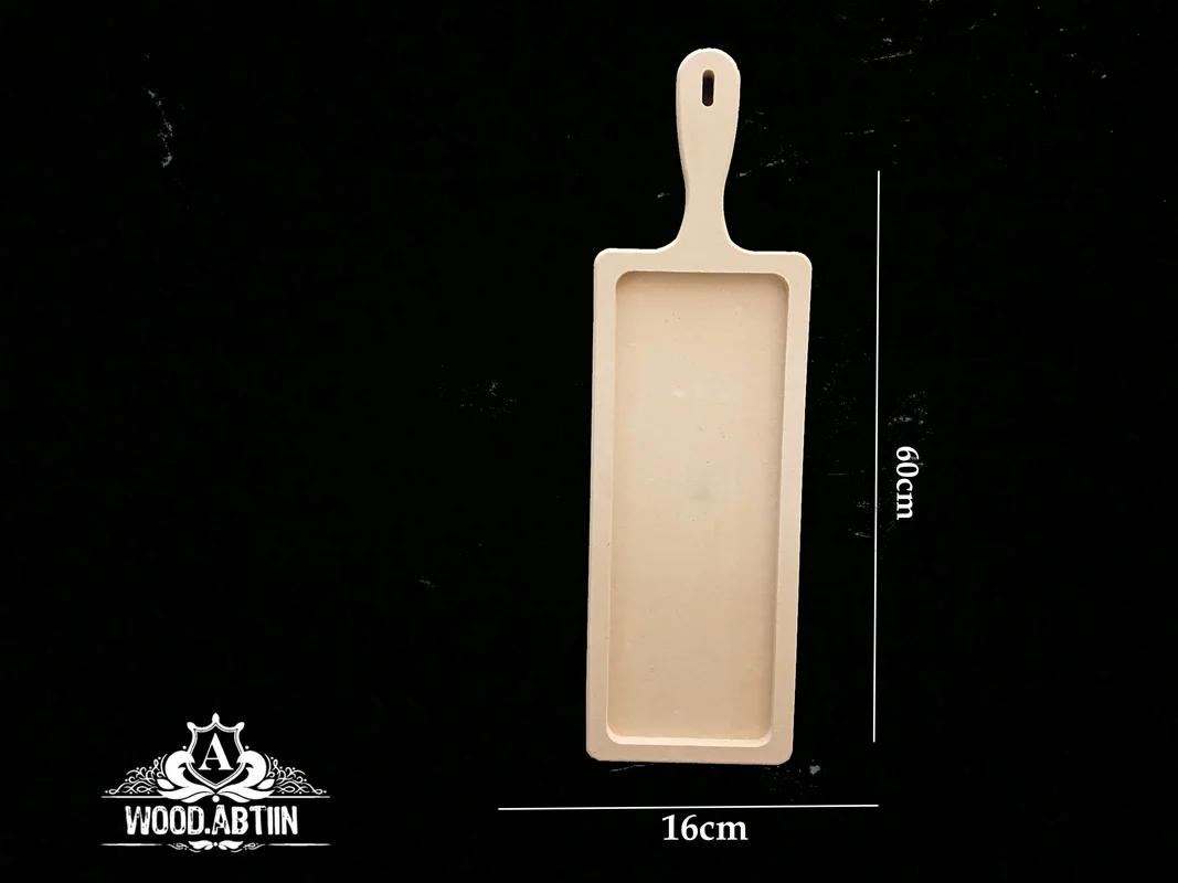 سینی مزه چوبی خام مستطیل دستهدار 60cm