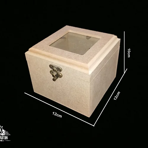 جعبه چوبی خام 12در12 درب شیشه