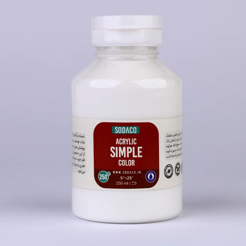 رنگ آکریلیک ساده سفید سوداکو 250گرم