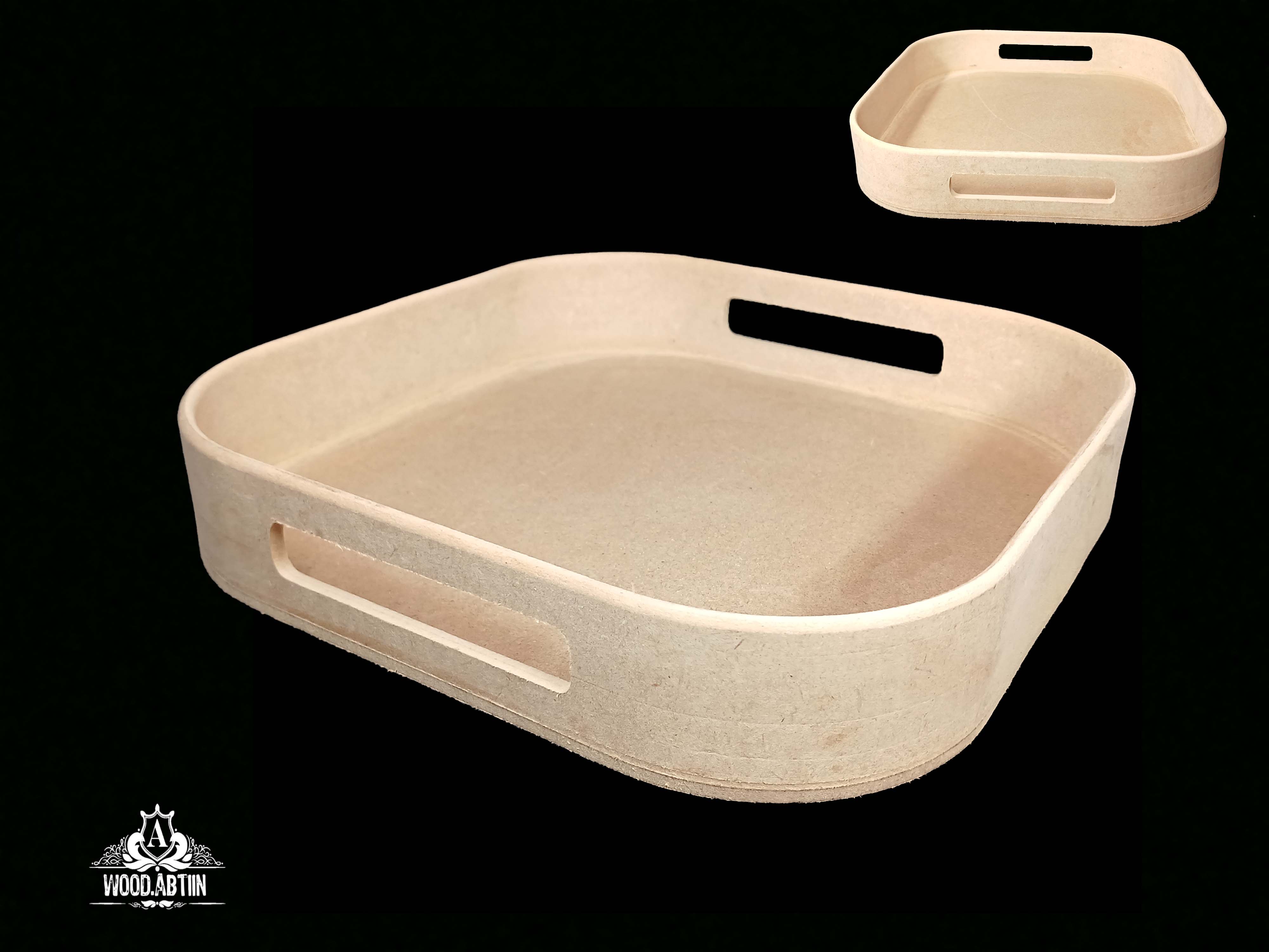 سینی چوبی خام مربع منحنی 31×31