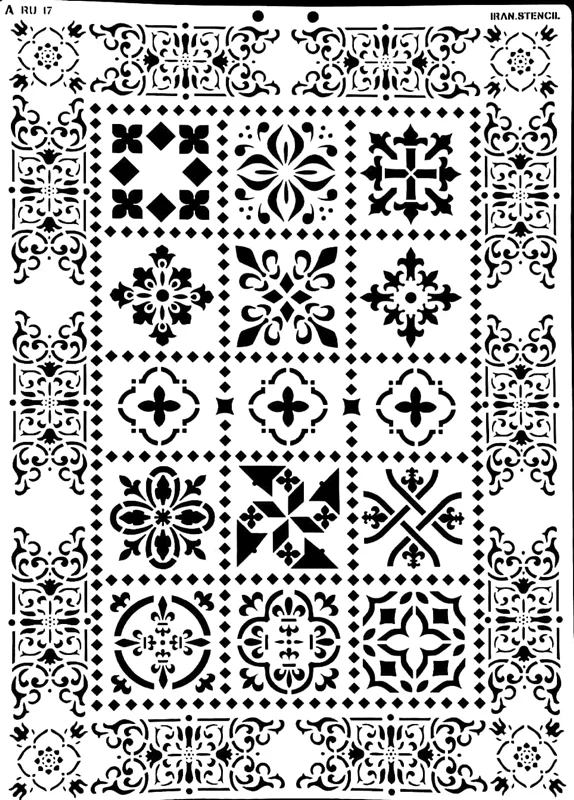 شابلون استنسیل طرح فرش RU17