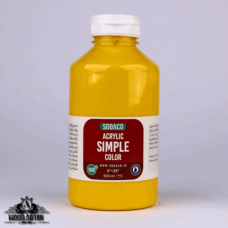 رنگ آکریلیک ساده زرد سوداکو 500گرم