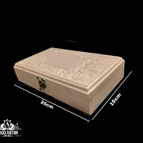 جعبه چوبی منبت خام 15در25 ارتفاع6
