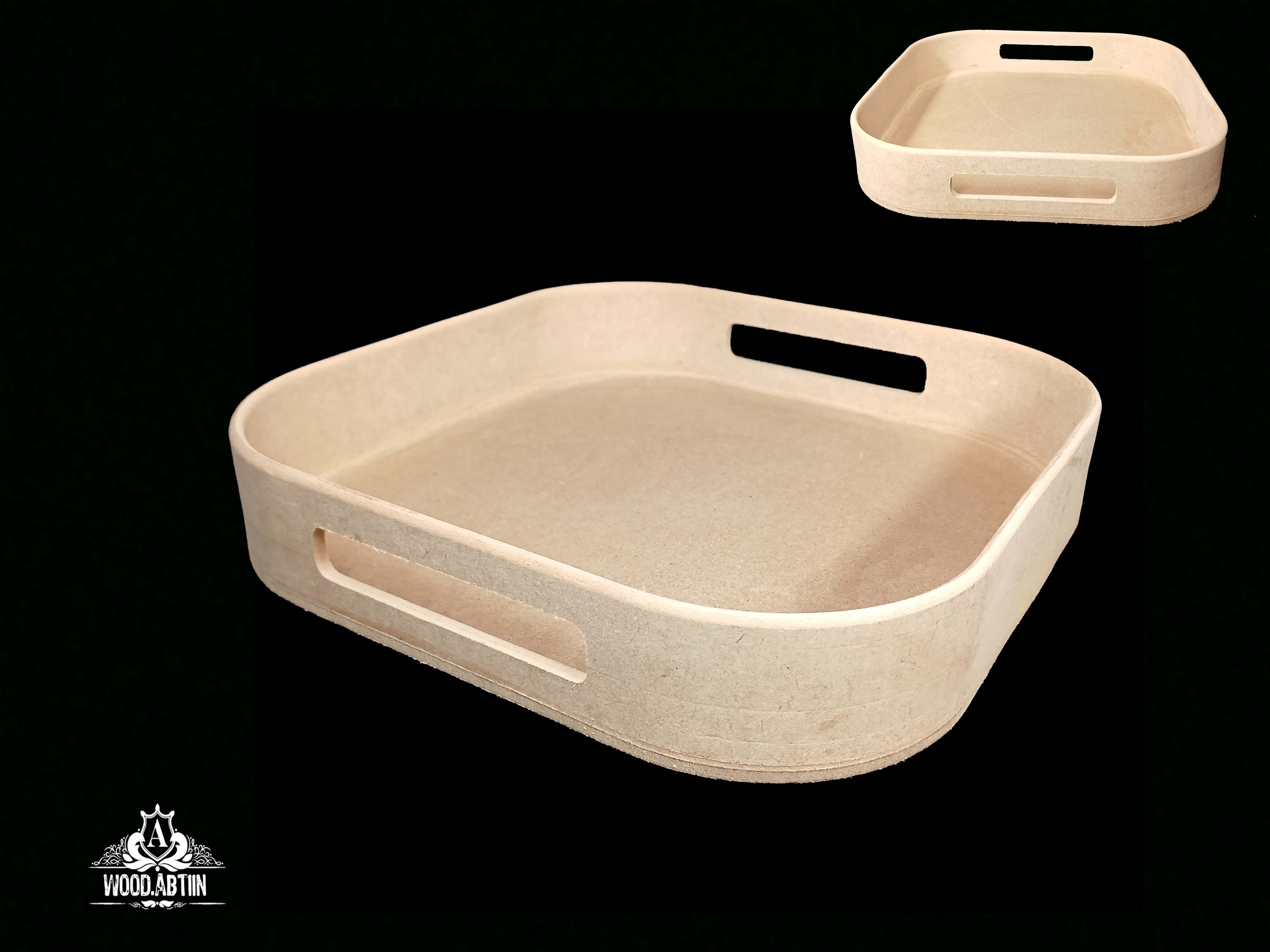 سینی چوبی خام مربع منحنی 27×27