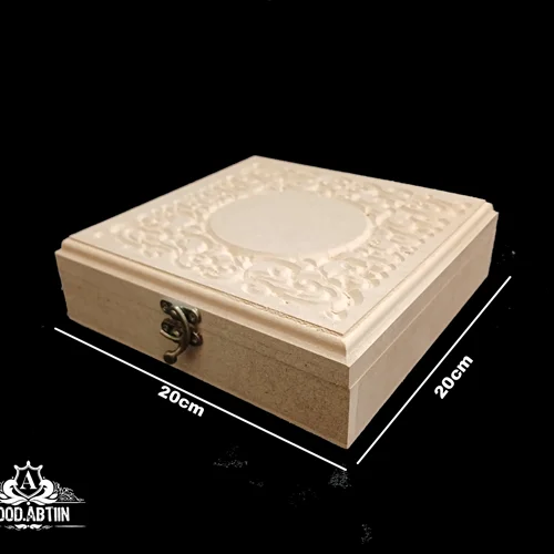 جعبه چوبی منبت خام 20در20 ارتفاع6